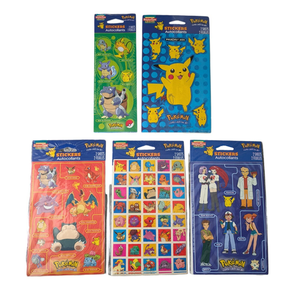 Vintage Pokemon Sticker Lot of 5 Packs 1999 Team Rocket American Greetings 151